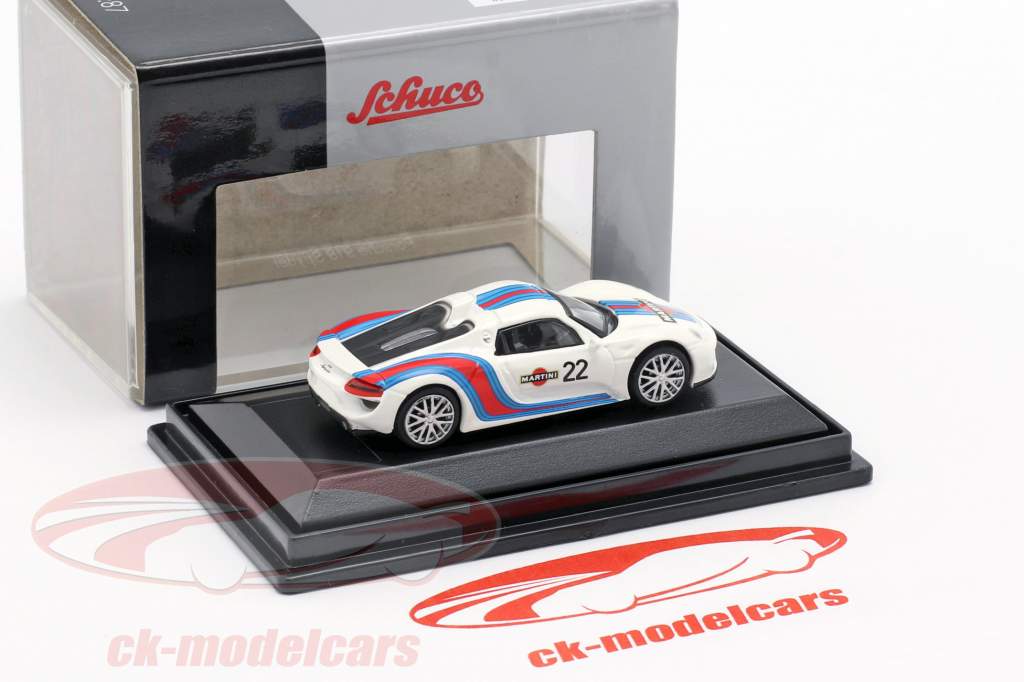 Porsche 918 Spyder #22 Martini Design wit / blauw / rood 1:87 Schuco