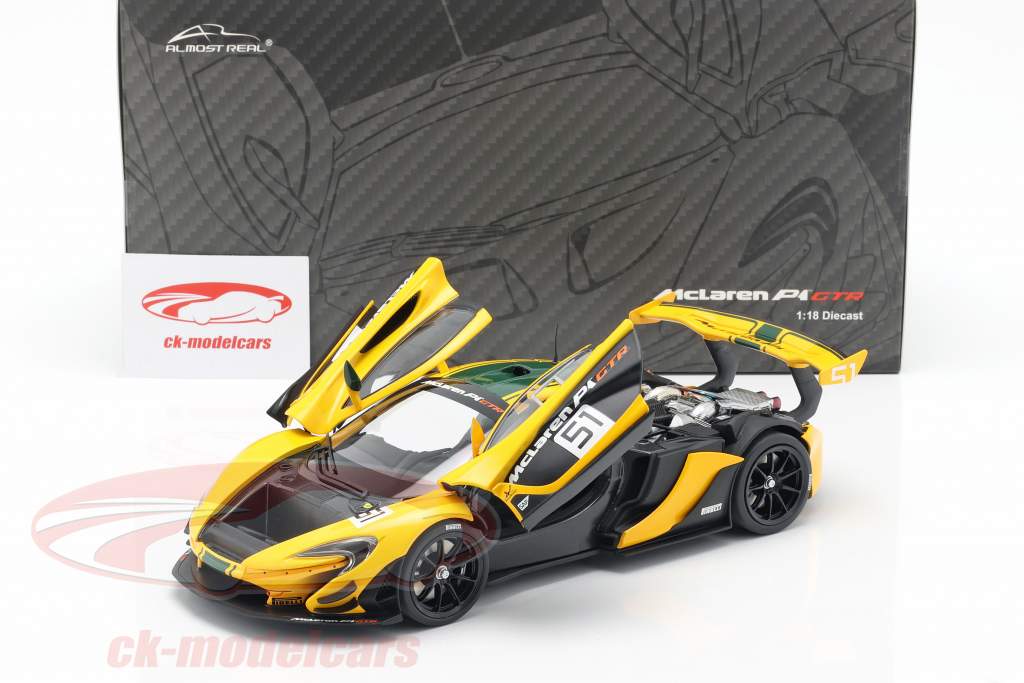 McLaren P1 GTR #51 motor Show Geneve 2015 gul / sort / grøn 1:18 Almost Real