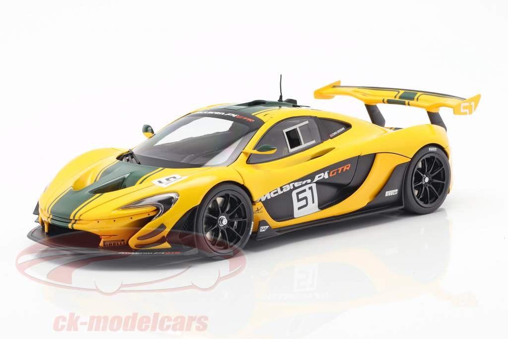 McLaren P1 GTR #51 motor Show Geneve 2015 gul / sort / grøn 1:18 Almost Real