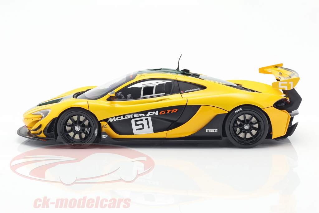 McLaren P1 GTR #51 motor Show Geneve 2015 gul / sort / grøn 1:18 Almost Real