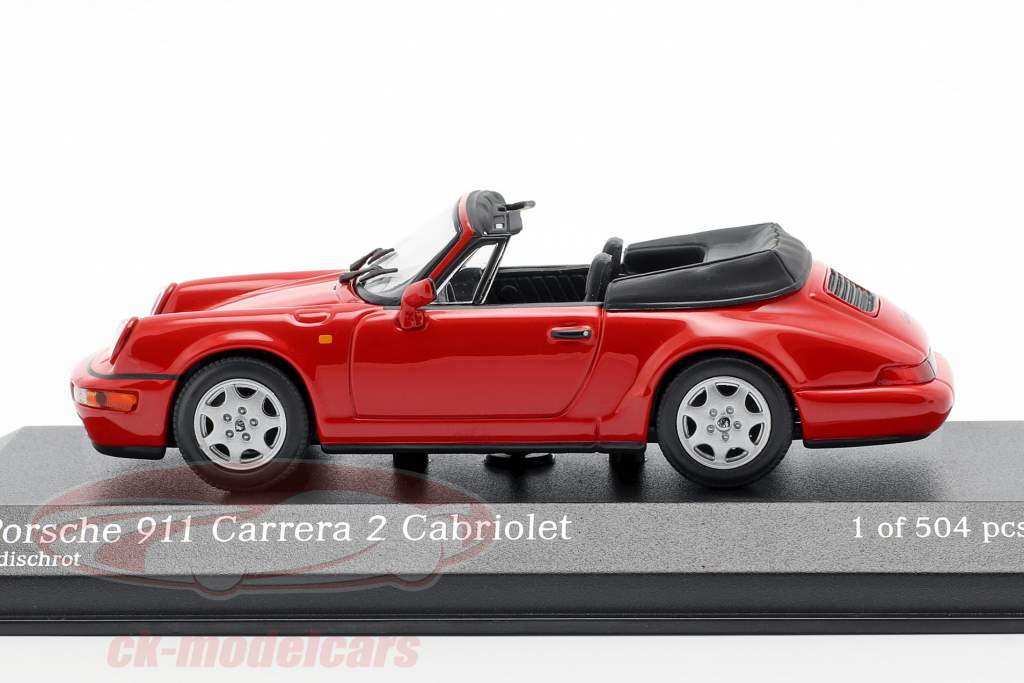 Porsche 911 Carrera 2 Cabriolet År 1990 vagter rød 1:43 Minichamps