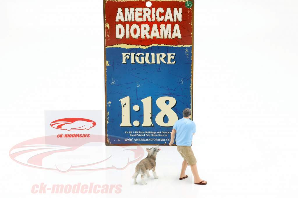 Homme avec chien figure ensemble 1:18 American Diorama