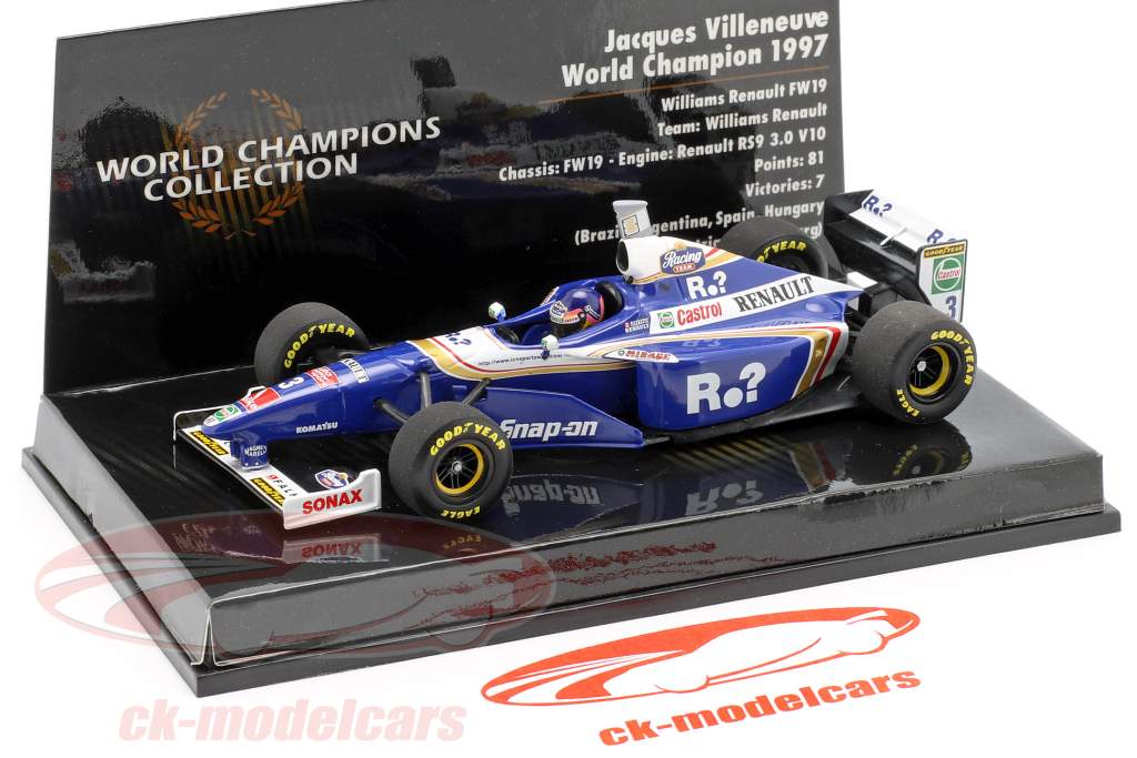 Jacques Villeneuve Williams FW19 #3 campeón del mundo fórmula 1 1997 1:43 Minichamps