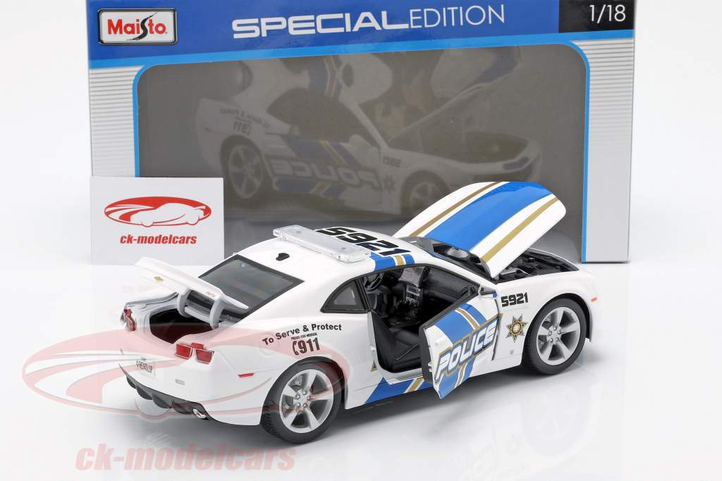 Chevrolet Camaro SS RS Police year 2010 blue / white 1:18 Maisto