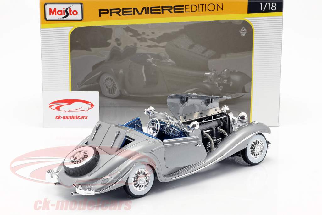 Mercedes-Benz 500 K Special Roadster Year 1934-1936 silver 1:18 Maisto