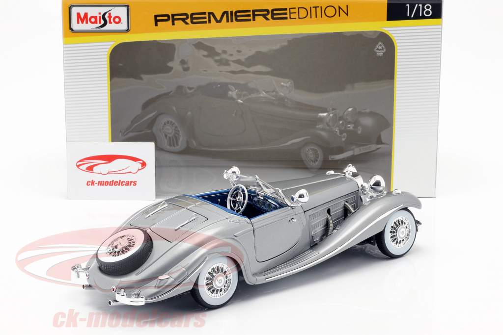 Mercedes-Benz 500 K Special Roadster Year 1934-1936 silver 1:18 Maisto