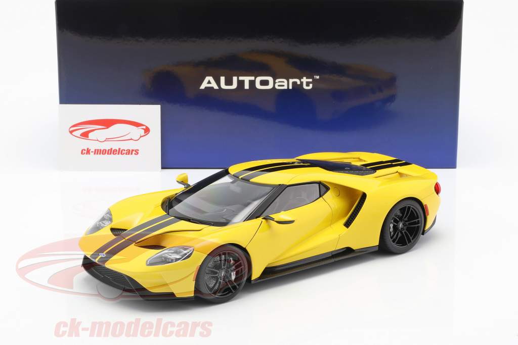 Ford GT Год постройки 2017 triple желтый с черный полосы 1:18 AUTOart