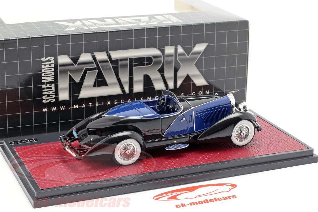 Duesenberg J SWB French True Speedster by Figoni 1931 noir / bleu 1:43 Matrix