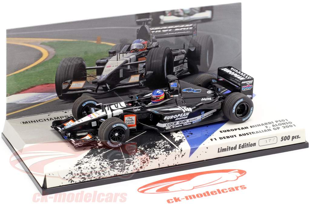 Fernando Alonso Minardi PS01 #21 F1 Debut Australisch GP 2001 1:43 Minichamps
