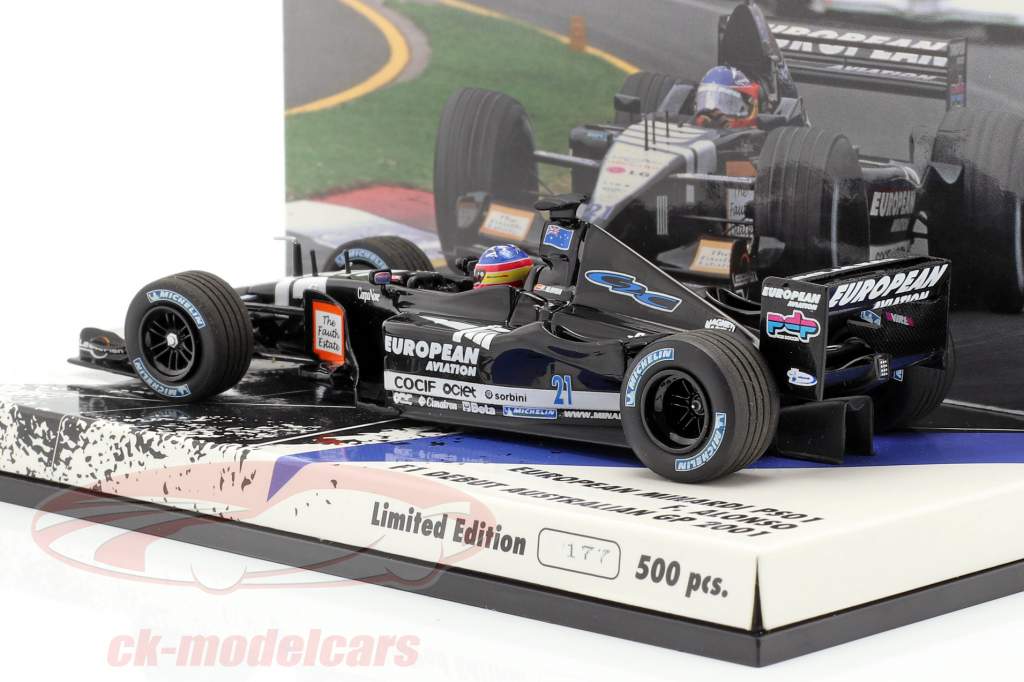Fernando Alonso Minardi PS01 #21 F1 Debut Australisch GP 2001 1:43 Minichamps