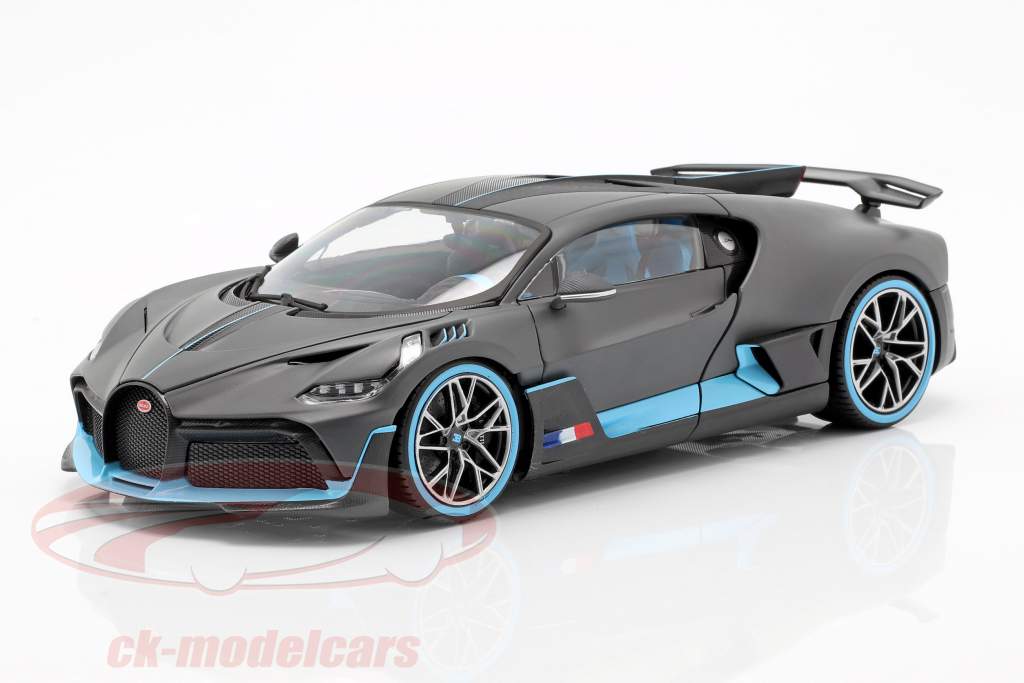 Bugatti Divo year 2018 mat grey / light blue 1:18 Bburago