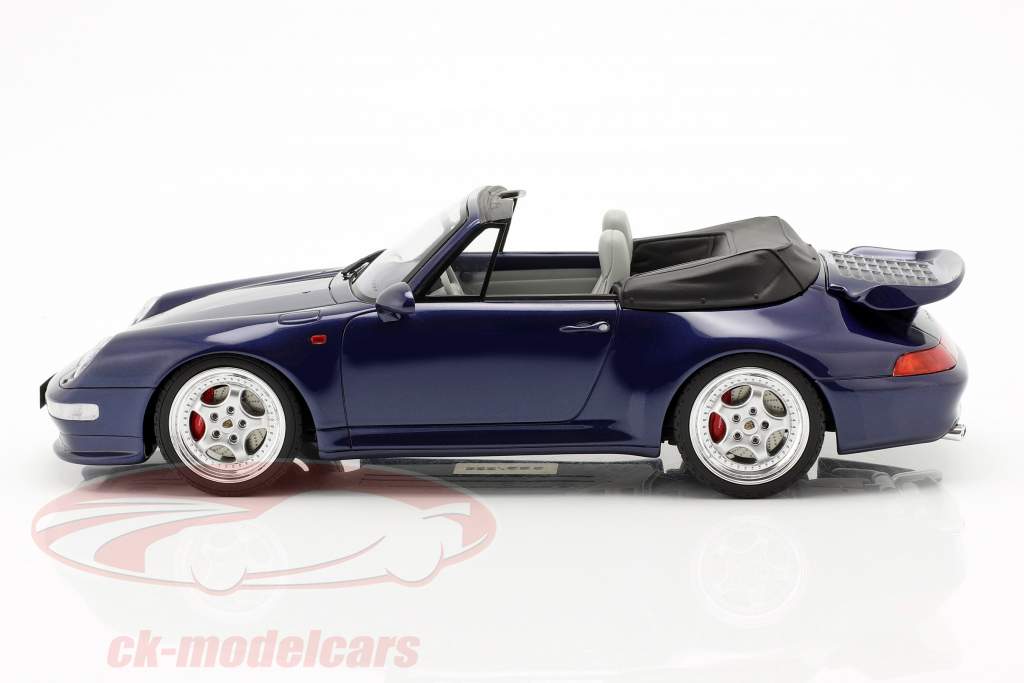 Porsche 911 (993) Turbo Cabriolet Opførselsår 1995 mørkeblå 1:18 GT-Spirit