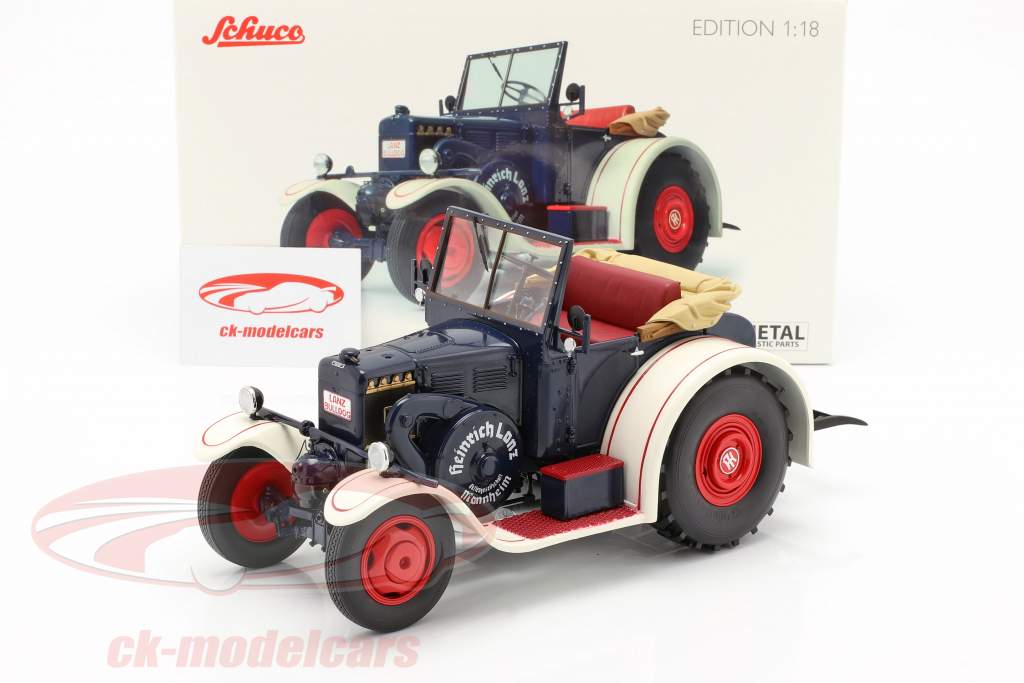 Lanz Eilbulldog Traktor blau / weiß 1:18 Schuco