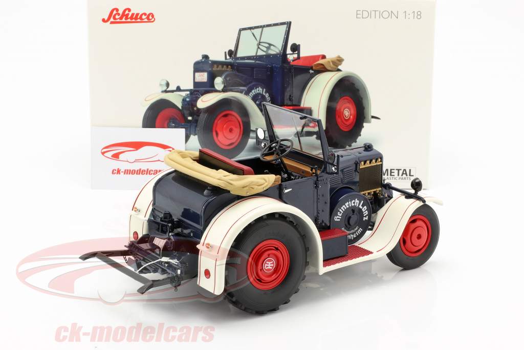 Lanz Eilbulldog Traktor blau / weiß 1:18 Schuco