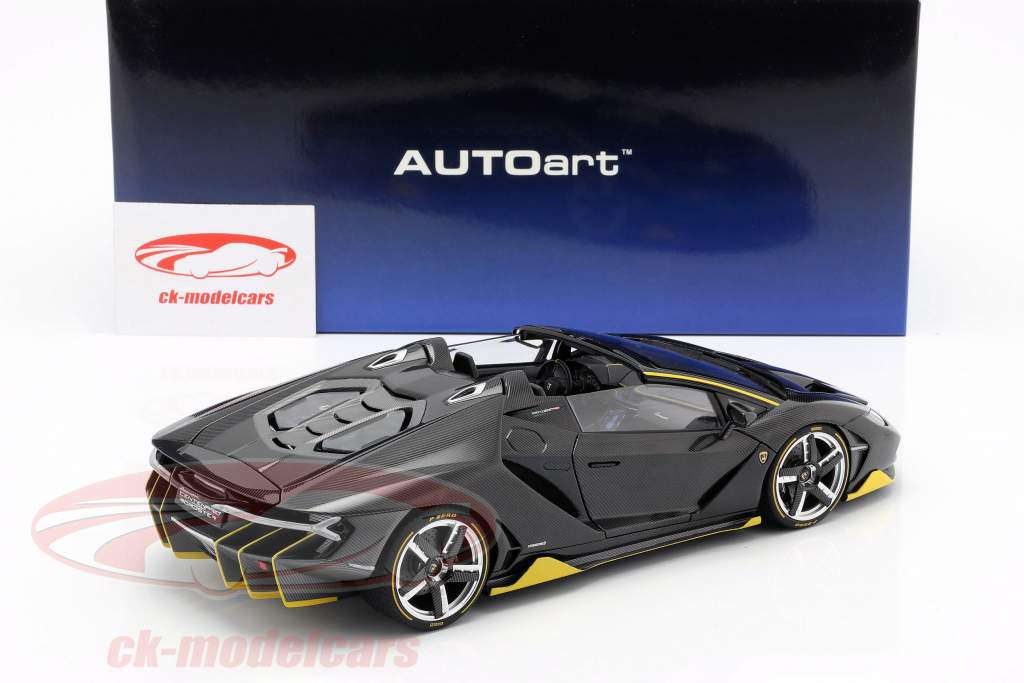Lamborghini Centenario Roadster 建造年份 2016 clear carbon / 黄 1:18 AUTOart