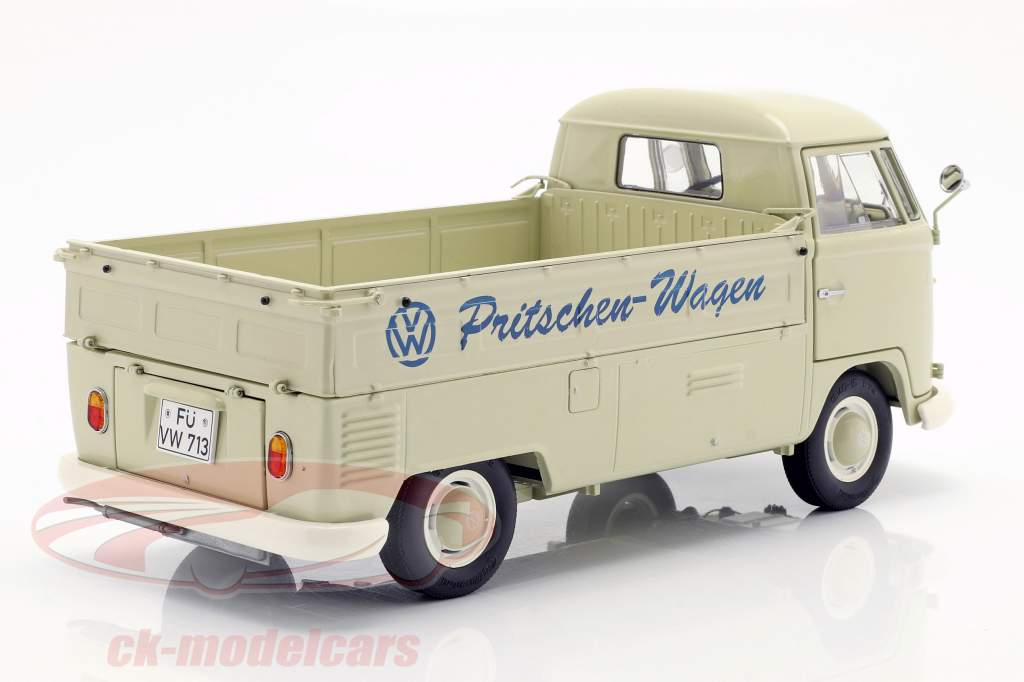 Volkswagen VW T1b camión plataforma con lona alquitranada año de construcción 1959-63 beige 1:18 Schuco