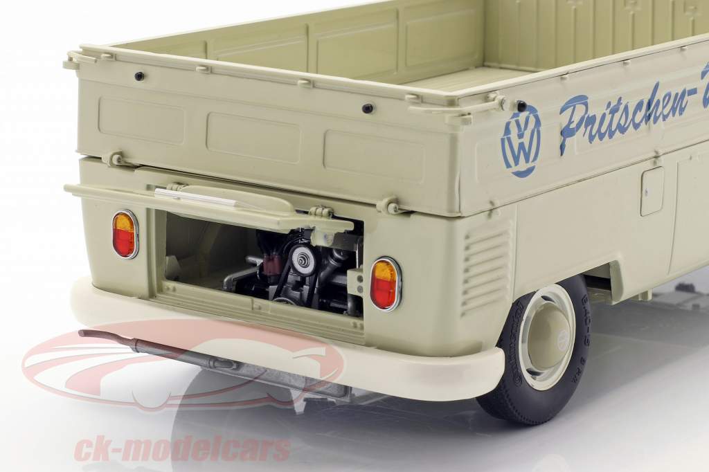 Volkswagen VW T1b camión plataforma con lona alquitranada año de construcción 1959-63 beige 1:18 Schuco