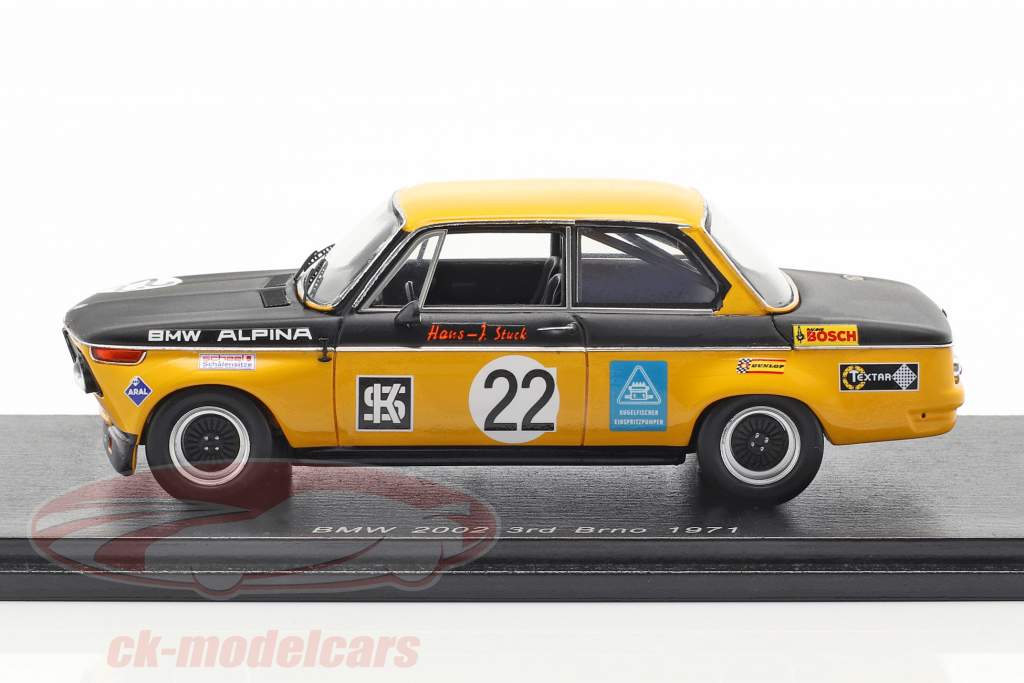 BMW 2002 #22 3rd Div. 2 GP Brno 1971 Hans Stuck 1:43 Spark