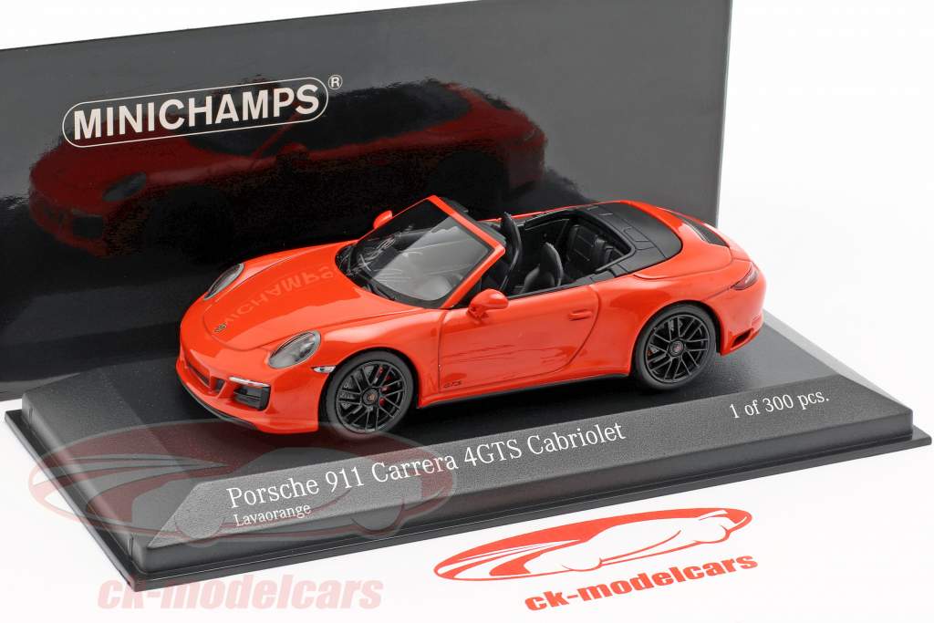 Porsche 911 (991 II) Carrera 4 GTS Cabriolet 2016 lava orange 1:43 Minichamps