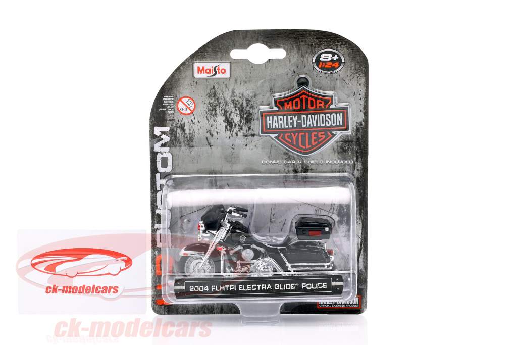 Harley Davidson FLHTPI Electra Glide Police Baujahr 2004 schwarz 1:24 Maisto