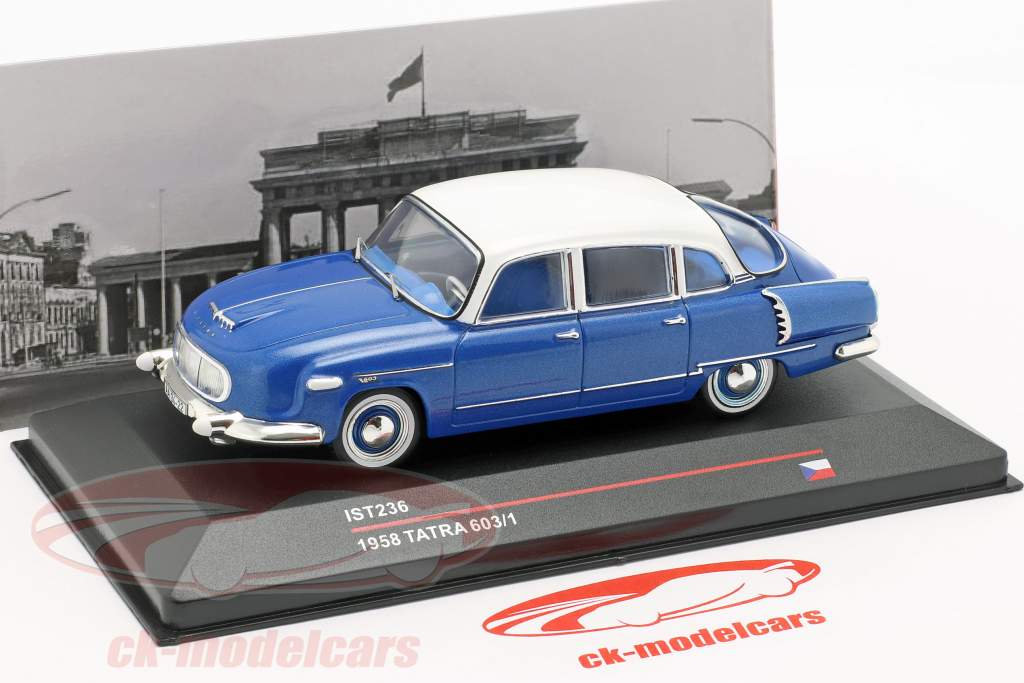 Tatra 603/1 Bouwjaar 1958 blauw metalen / wit 1:43 Ixo
