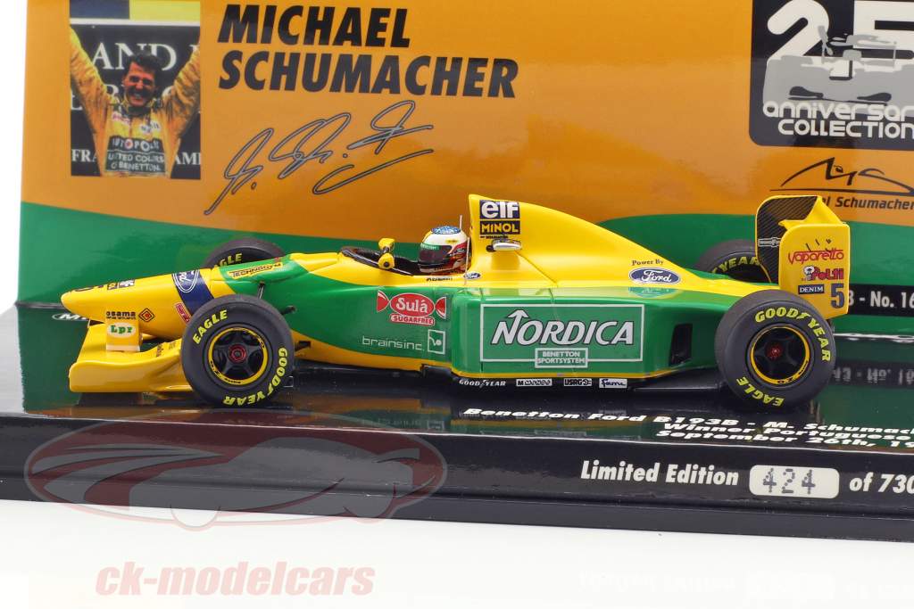 M. Schumacher Benetton B193B #5 Vinder Portugal GP formel 1 1993 1:43 Minichamps