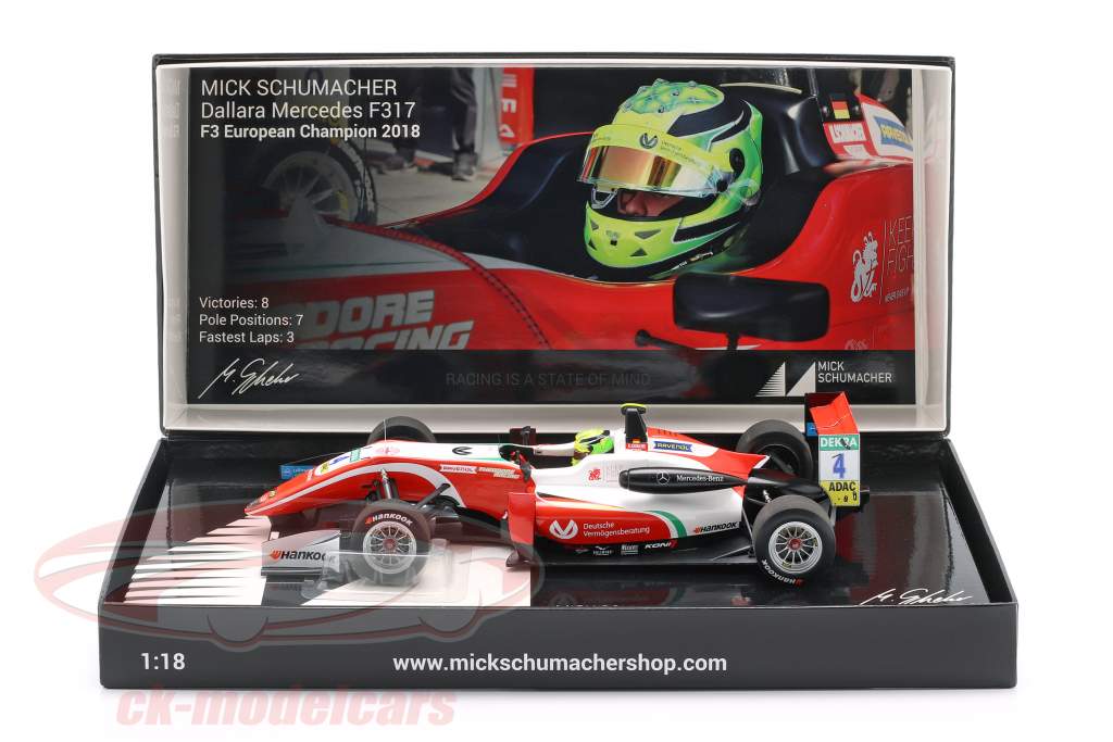 Mick Schumacher Dallara F317 #4 formule 3 champion 2018 1:18 Minichamps