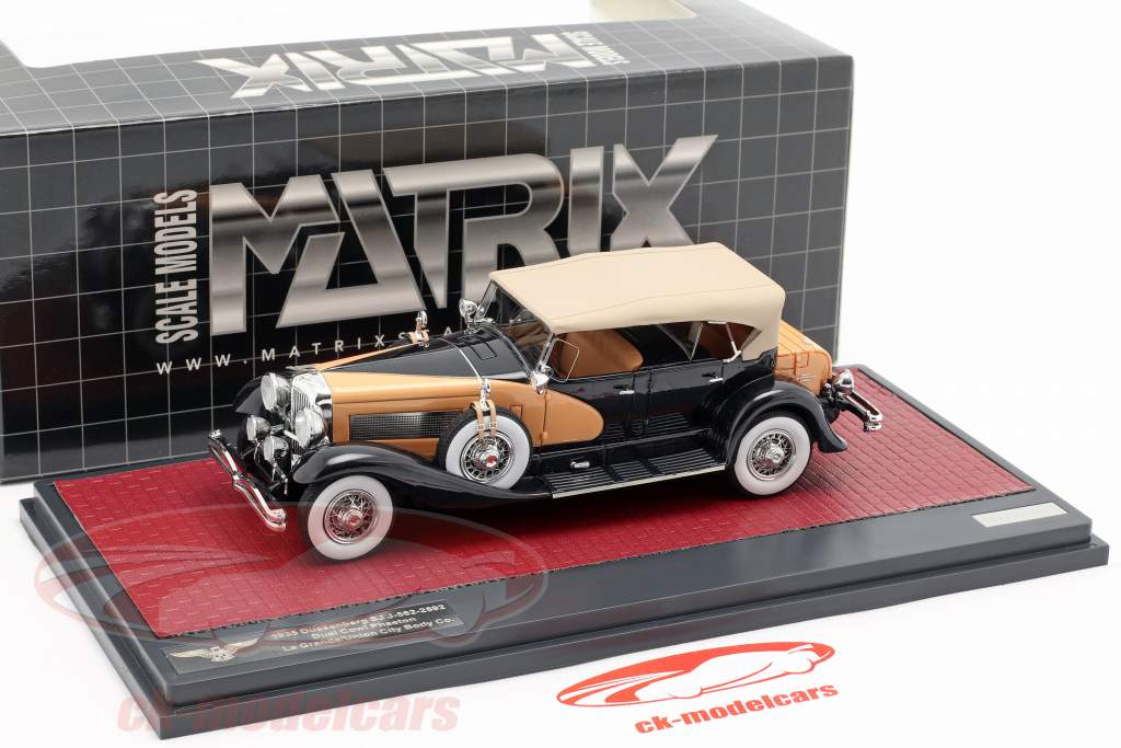 Duesenberg SJ Dual Cowl Phaeton La Grande closed Top 1935 blue / beige 1:43 Matrix