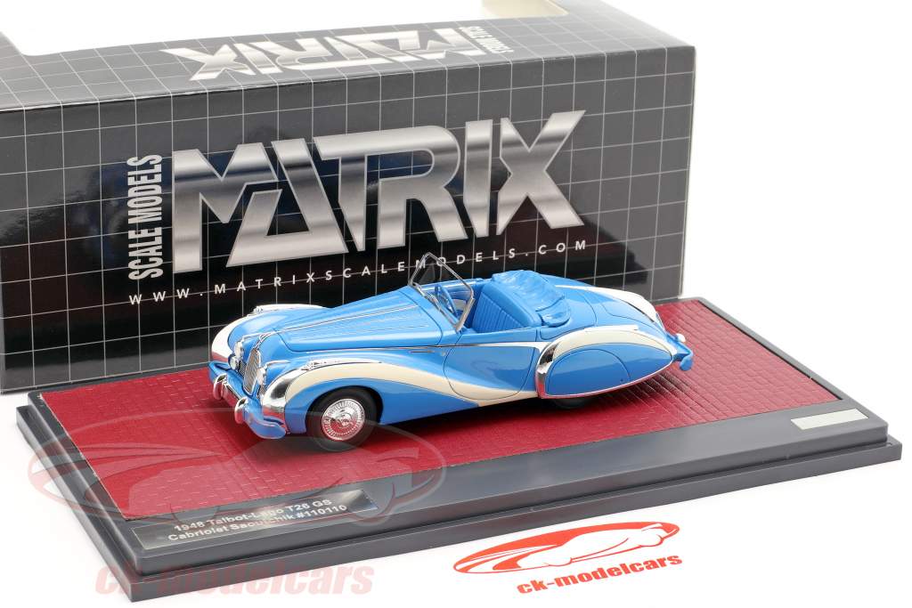 Talbot-Lago T26 GS cabriolet Saoutchik open Top 1948 bleu 1:43 Matrix