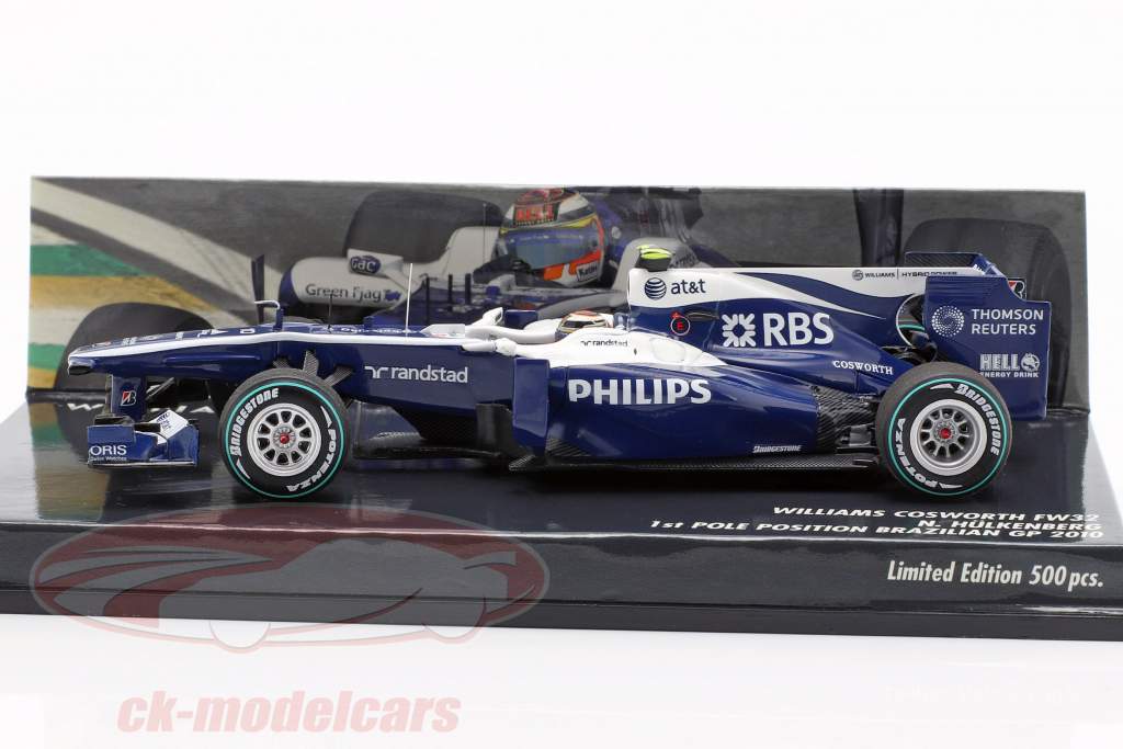 Nico Hülkenberg Williams FW32 #10 1st Pole Position Brazilian GP 1:43 Minichamps
