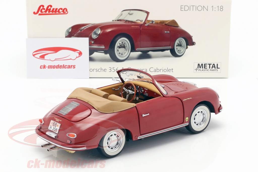 Porsche 356A Carrera Cabriolet rubin rød 1:18 Schuco