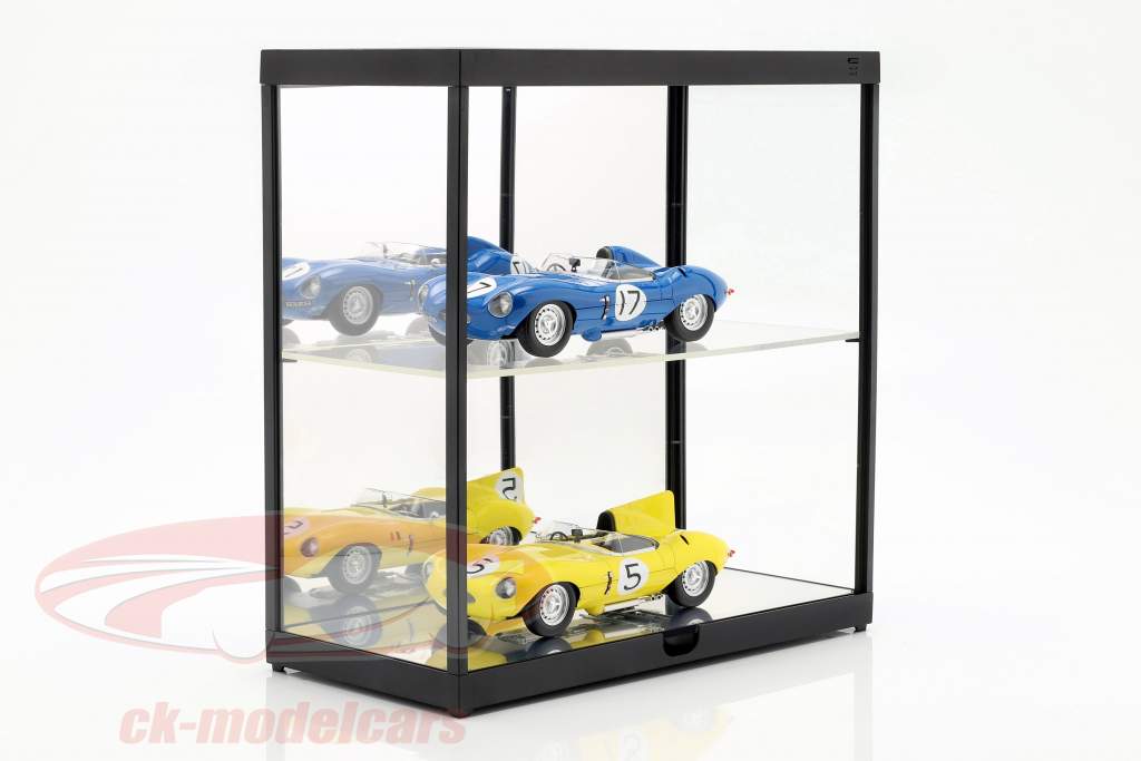 double vitrine com iluminação LED para carros modelo em escala 1:18 preto Triple9