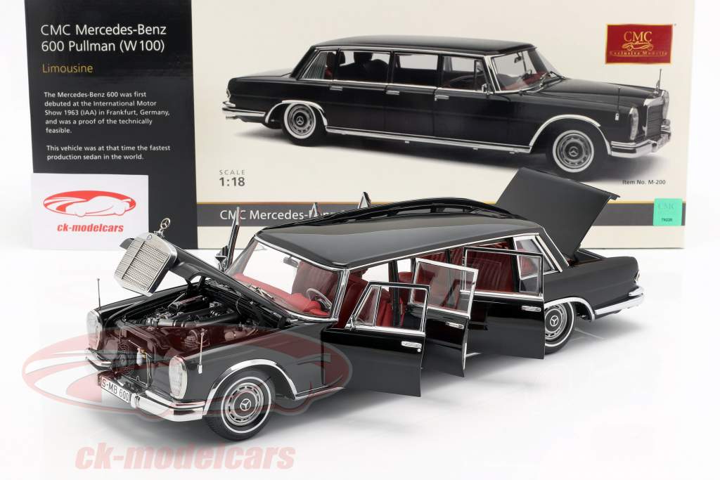 Mercedes-Benz 600 Pullman (W100) sedan Bouwjaar 1963-81 zwart 1:18 CMC