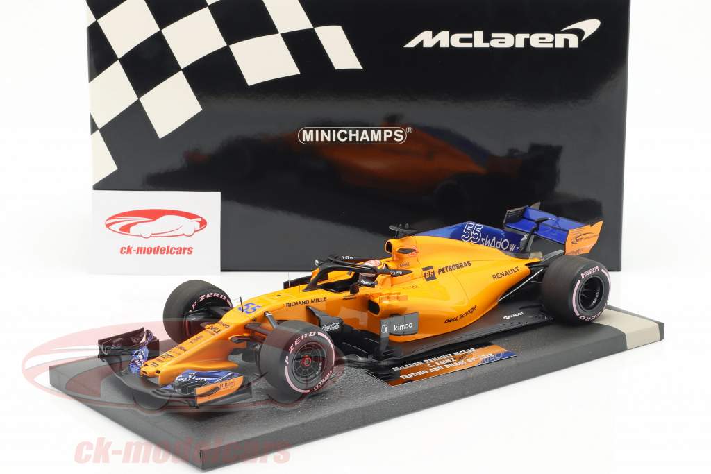 Carlos Sainz jr. McLaren MCL33 #55 teste Abu Dhabi GP F1 2018 1:18 Minichamps