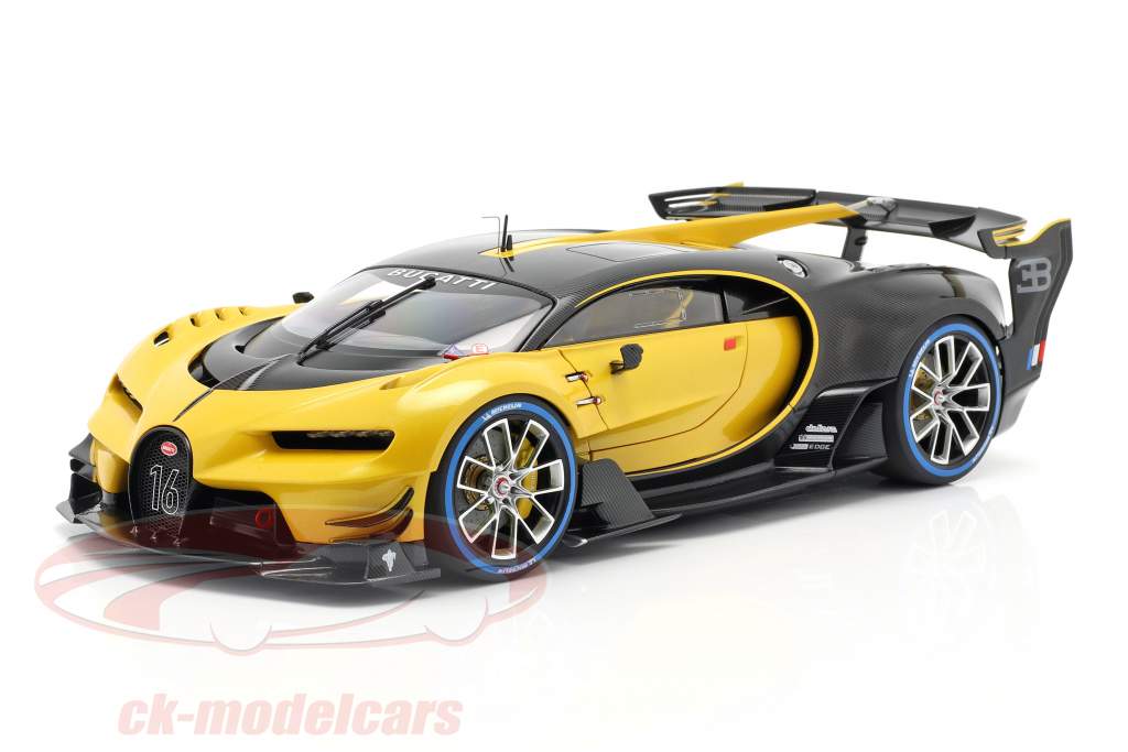 Bugatti Vision GT Opførselsår 2015 midas gul / carbon sort 1:18 AUTOart
