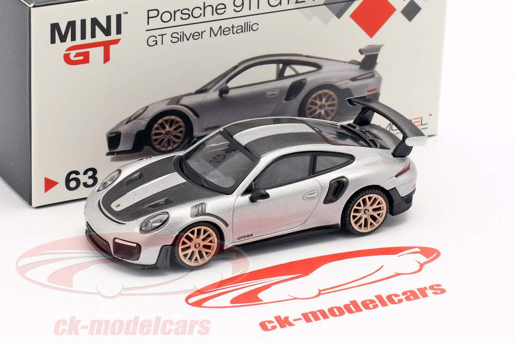 Porsche 911 (991 II) GT2 RS Weissach Package LHD prata metálico 1:64 TrueScale