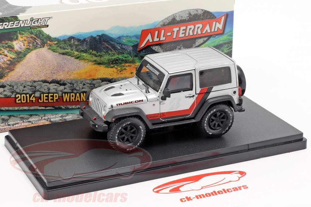 Jeep Wrangler Rubicon Bridgestone 2014 sølv / sort 1:43 Greenlight