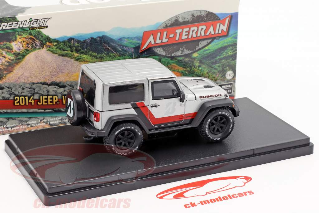 Jeep Wrangler Rubicon Bridgestone 2014 sølv / sort 1:43 Greenlight