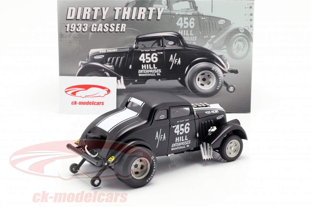 Willys Gasser Dirty Thirty ano de construção 1933 cetim preto / branco 1:18 GMP