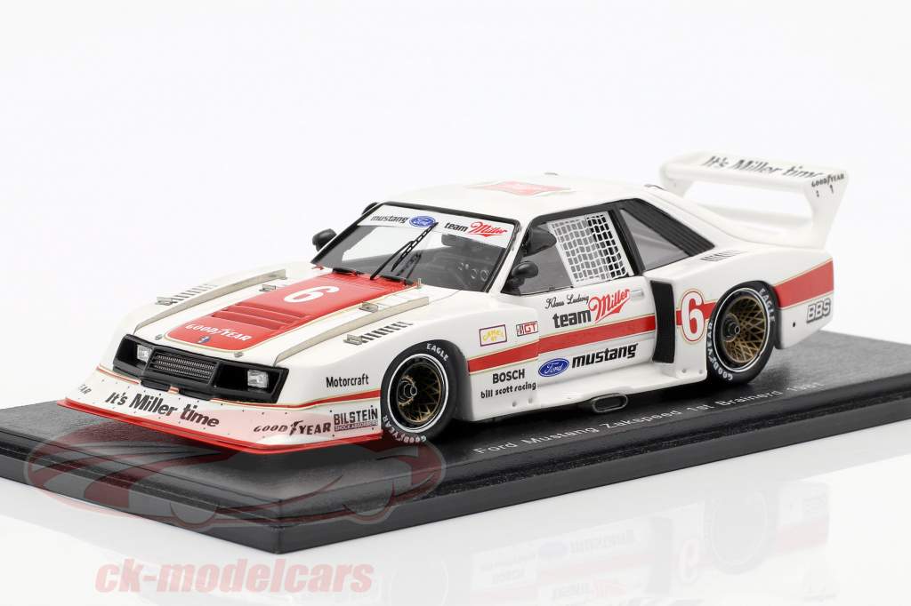 Ford Mustang Zakspeed #6 胜利者 200km Brainerd 1981 Klaus Ludwig 1:43 Spark