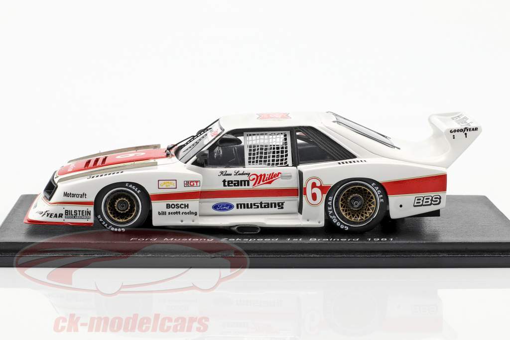 Ford Mustang Zakspeed #6 胜利者 200km Brainerd 1981 Klaus Ludwig 1:43 Spark