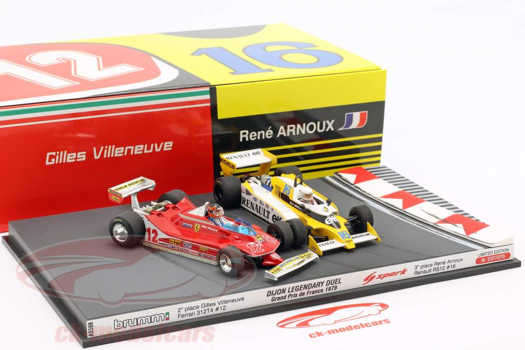 2-Car Set Ferrari 312T4 & Renault RS12 French GP F1 1979 1:43 Brumm / Spark