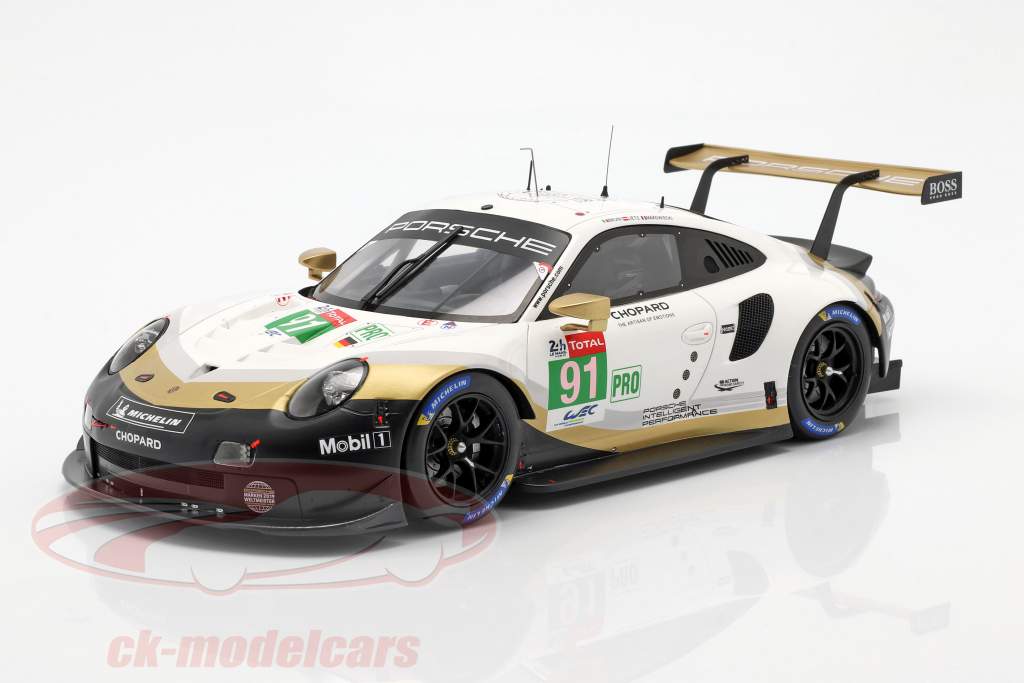 Porsche 911 RSR #91 campeão marca 24h LeMans 2019 com mostruário 1:18 Spark