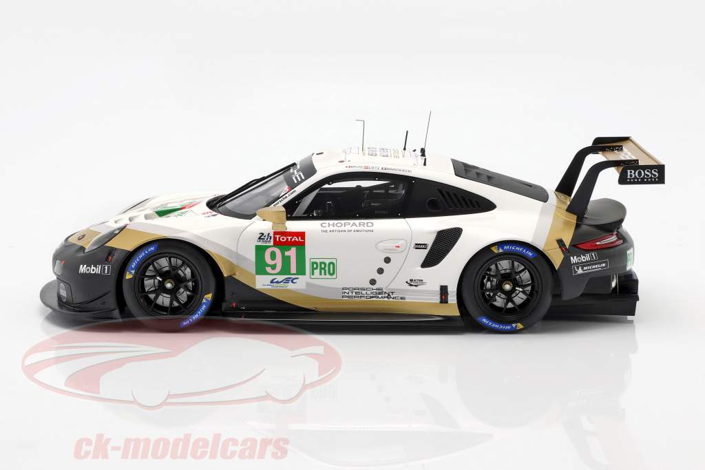 Porsche 911 RSR #91 campeón de la marca 24h LeMans 2019 con escaparate 1:18 Spark