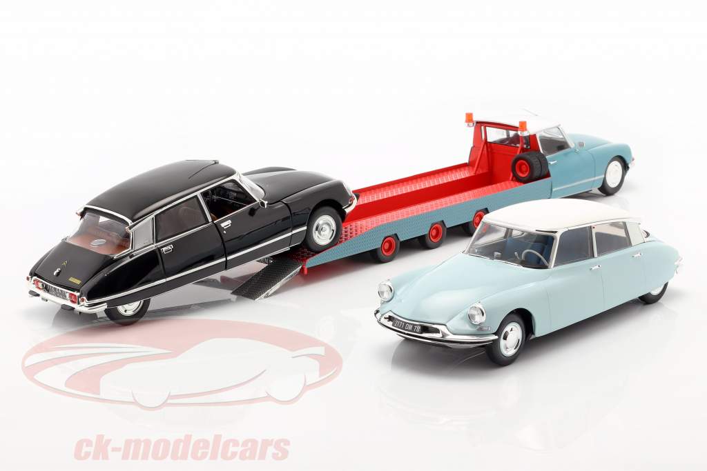 Citroen DS Tissier autotransporter blauw / wit / rood Bouwjaar 1970 1:18 CMR