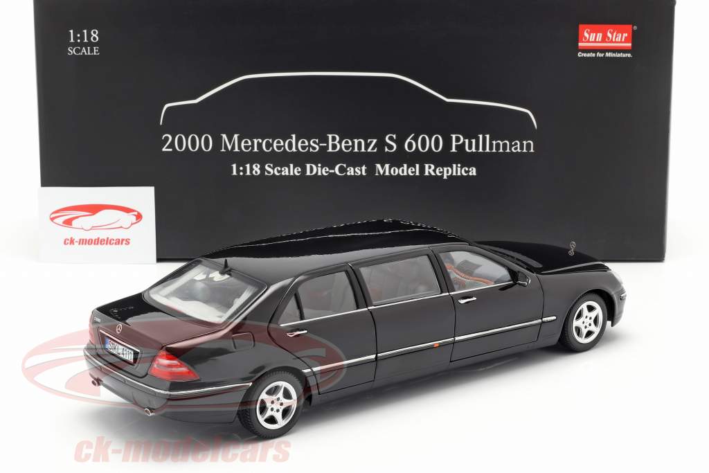 Mercedes-Benz Pullman S-Klasse jaar 2000 zwart 1:18 SunStar