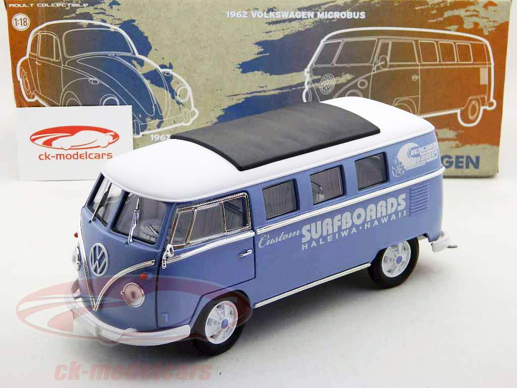 Volkswagen VW Microbus Costum Planches de surf bleu 1:18 Greenlight