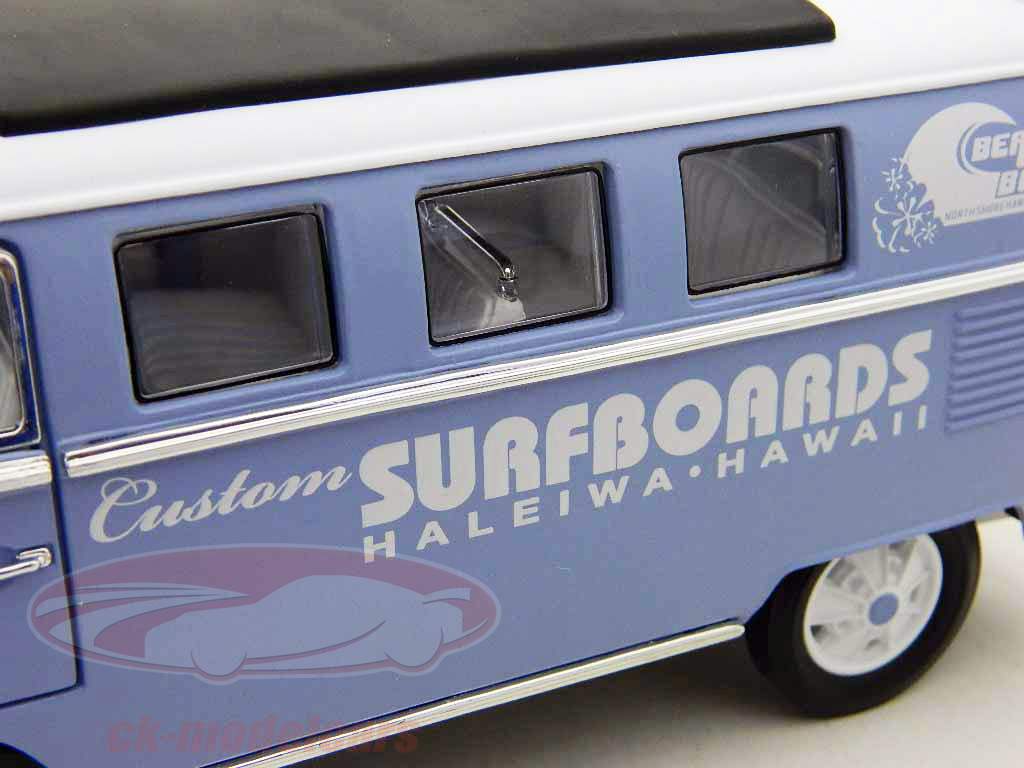 Volkswagen VW Microbus Costum Planches de surf bleu 1:18 Greenlight