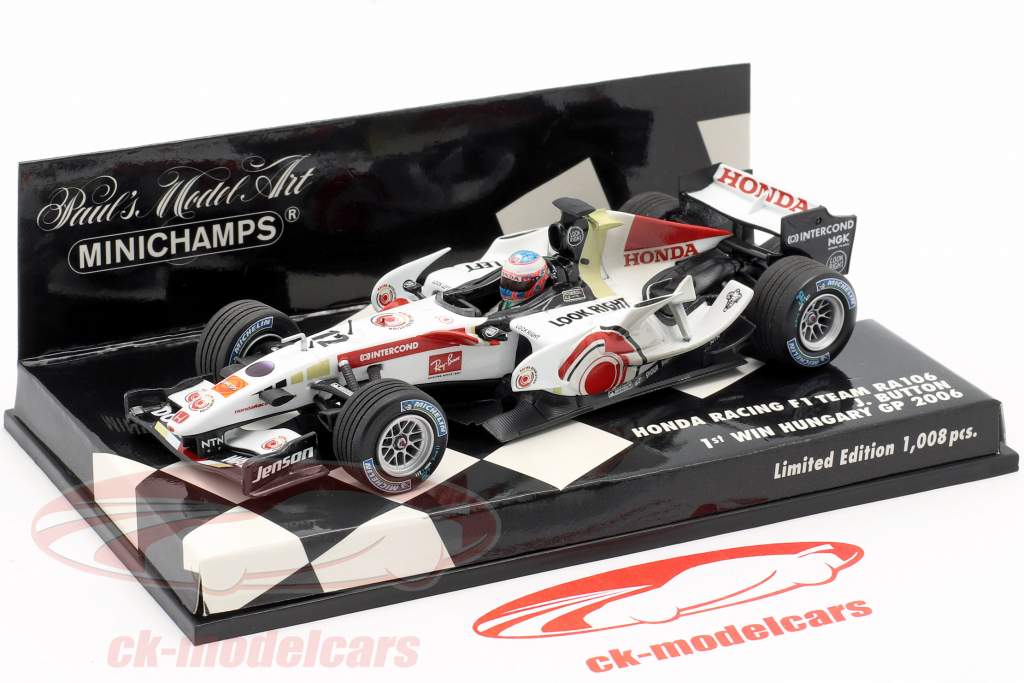 Jenson Button Honda RA106 #12 vincitore Ungheria GP formula 1 2006 1:43 Minichamps