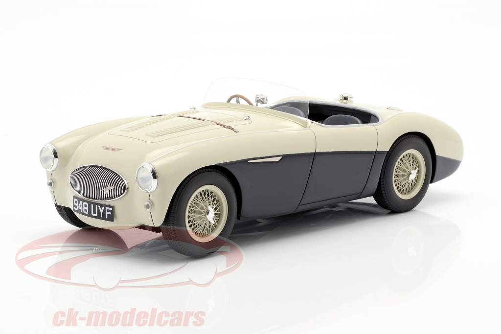 Austin Healey 100S Baujahr 1955 creme weiß / blau 1:18 Cult Scale 